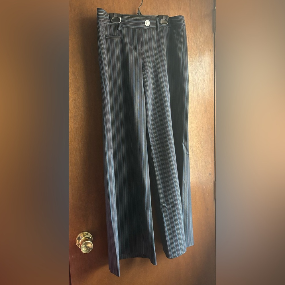 The Limited sz4 black with blue and cream pin striped wide legged pants